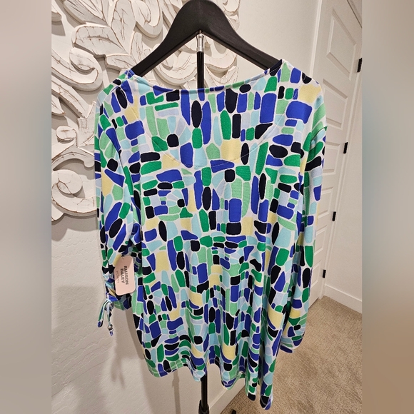 NWT Allison Daley Multicolor Geometric Long Sleeve Top 1X - Picture 3 of 7